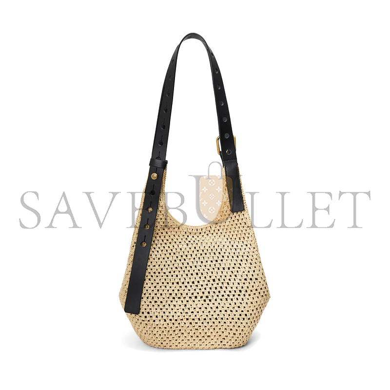 L0ew* small punch hole hobo in raffia and calfskin a914w86x01 (32*24*22cm)